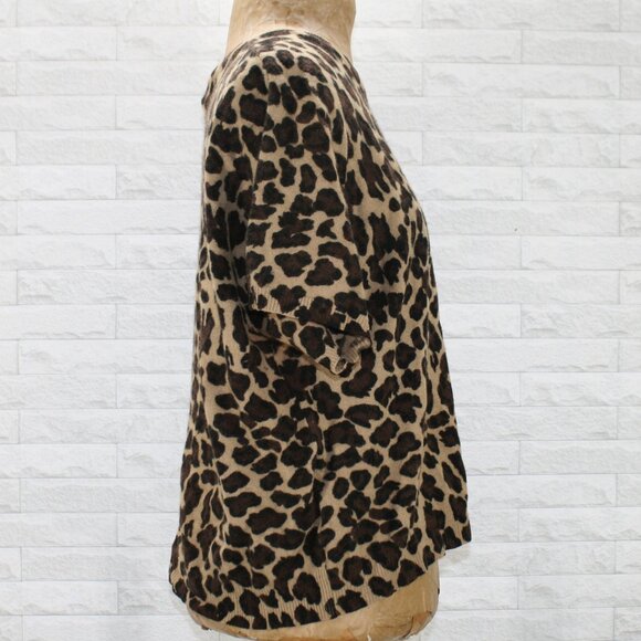 VINTAGE AUGUST MAX Sweater Leopard Print Lambswool Angora Plus Size Brown 1X - Picture 2 of 11